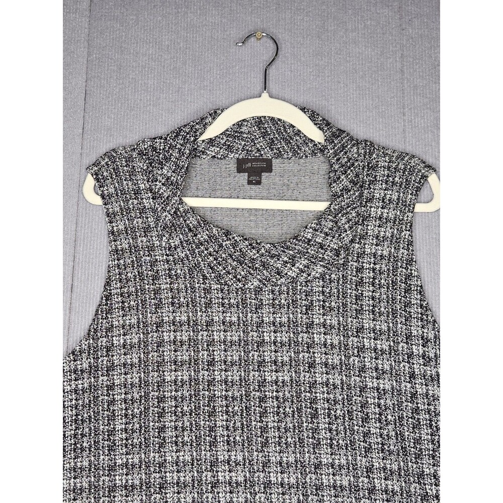 J Jill Wearever Collection Tank Top Womens XL Black White Textured Cowl Neck